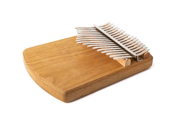 African Musical Instrument Kalimba Mbira Made Wooden Board Metal Isolated — 图库照片