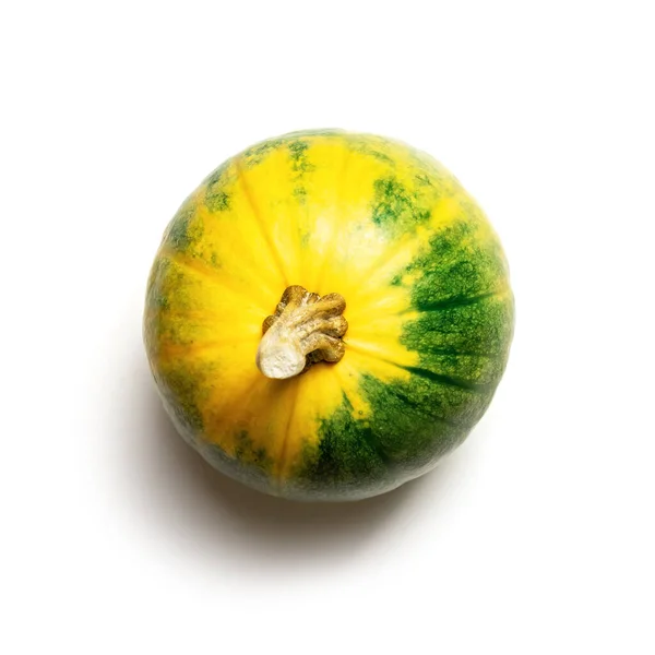 Yellow Green Pumpkin Isolated White Background Food Photography Halloween Concept — 스톡 사진