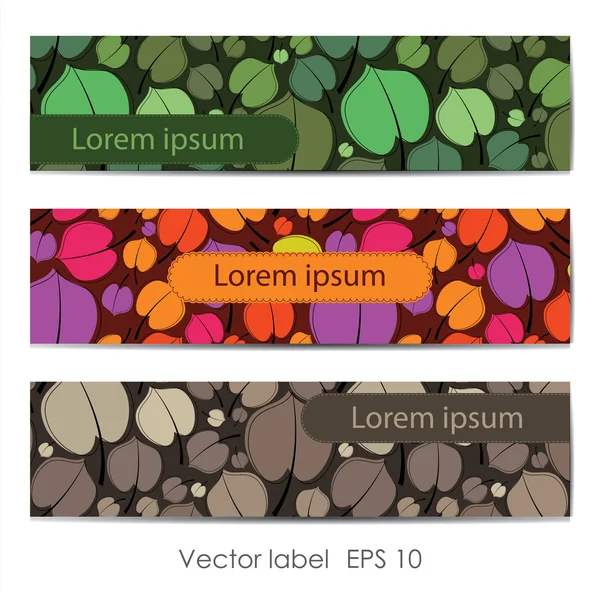 Ensemble de carte florale rétro colorée — Image vectorielle