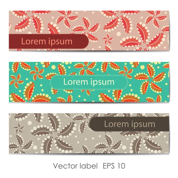 Conjunto de cartão floral retro colorido — Vetor de Stock