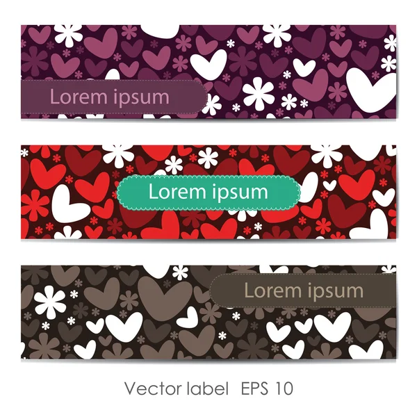 Conjunto de tarjetas de colores Día de San Valentín — Vector de stock