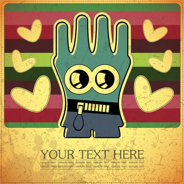 Monster on retro background — Stock Vector