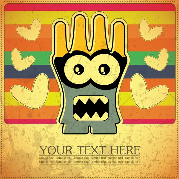 Monster on retro background — Stock Vector