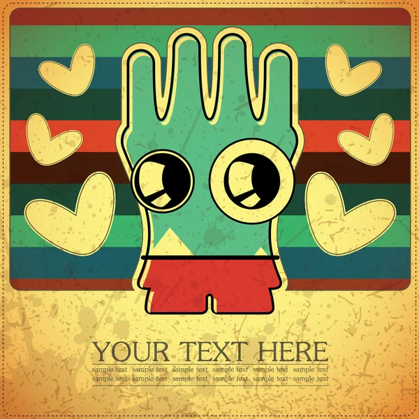 Monster on retro background — Stock Vector