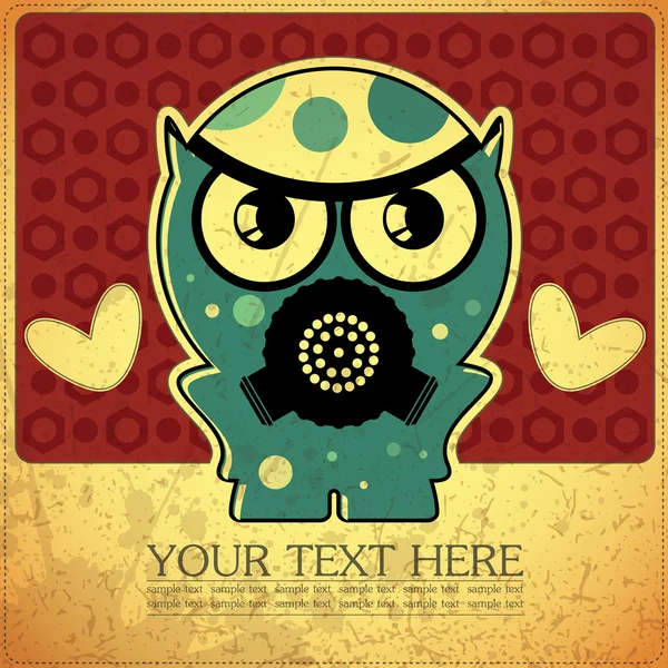 Monster on retro background — Stock Vector