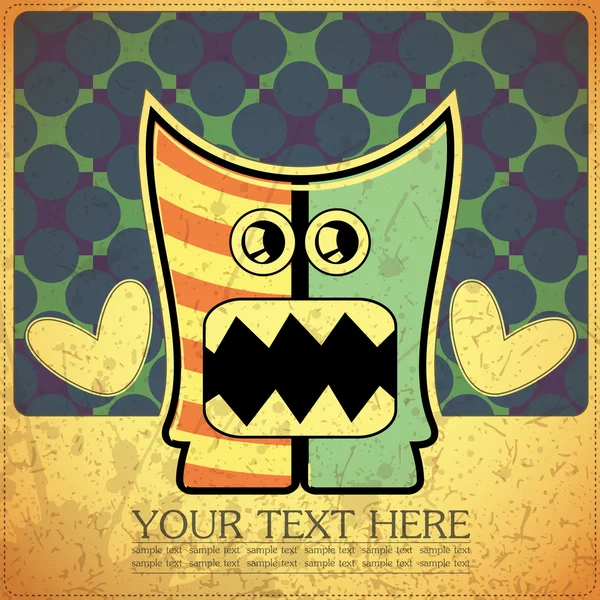 Monster on retro background — Stock Vector