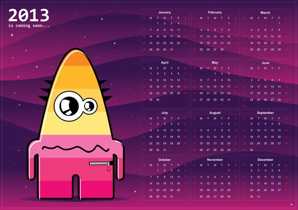 Calendrier 2013 avec Monstre — Image vectorielle