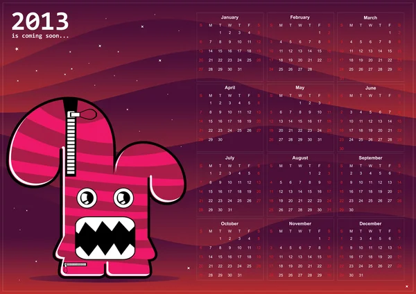 Calendario 2013 con Monstruo — Vector de stock