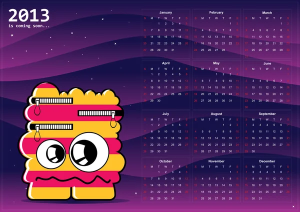 Kalender 2013 met monster — Stockvector
