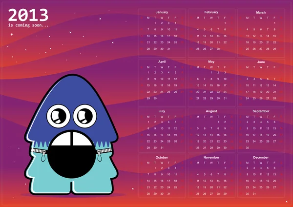 Kalender 2013 met monster — Stockvector