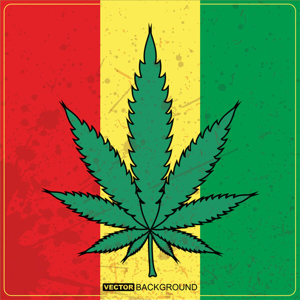 Rastafarian reggae flag with marijuana