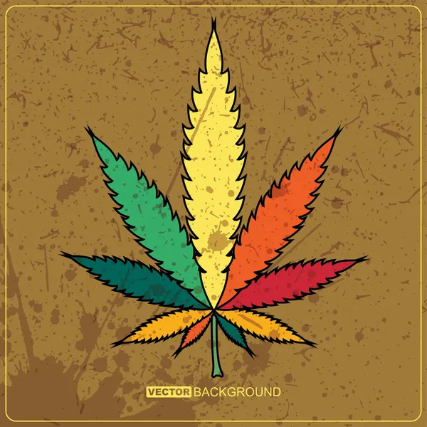 Rastafarian reggae flag with marijuana — Stock Vector