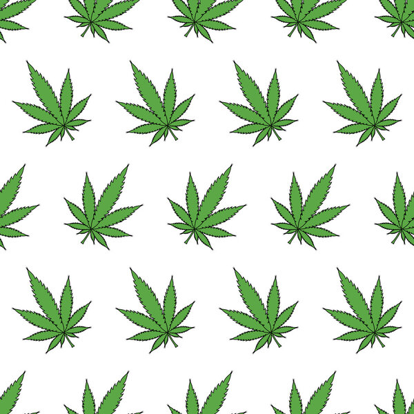 Seamless Vector Marijuana Leaf Pattern