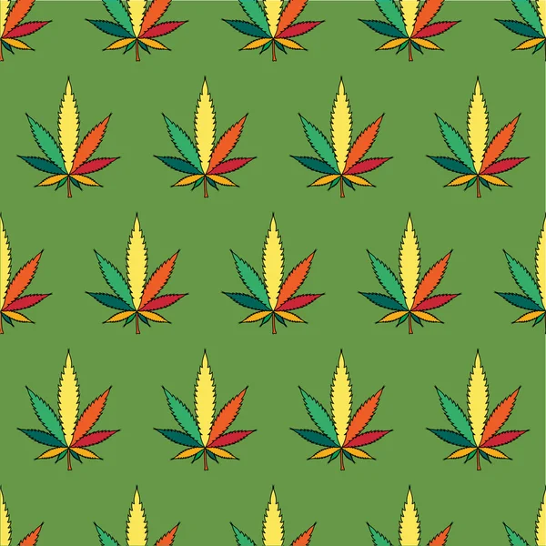 Rastafari reggae flagga med marijuana — Stock vektor