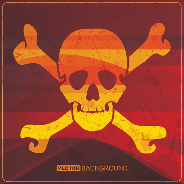 Colorful skull on orange grunge background — Stock Vector