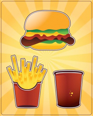 hamburger, patates, kola