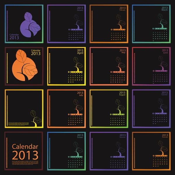Calendario 2013 con elementos florales — Vector de stock