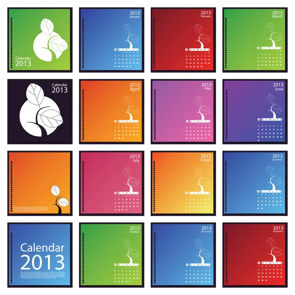 Calendario 2013 con elementos florales — Vector de stock