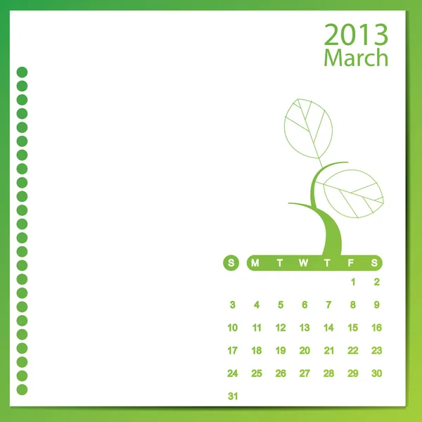 Calendar 2013 with floral elements — Stock Vector