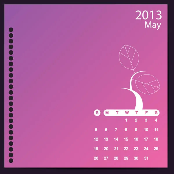 Kalender 2013 med blommig element — Stock vektor