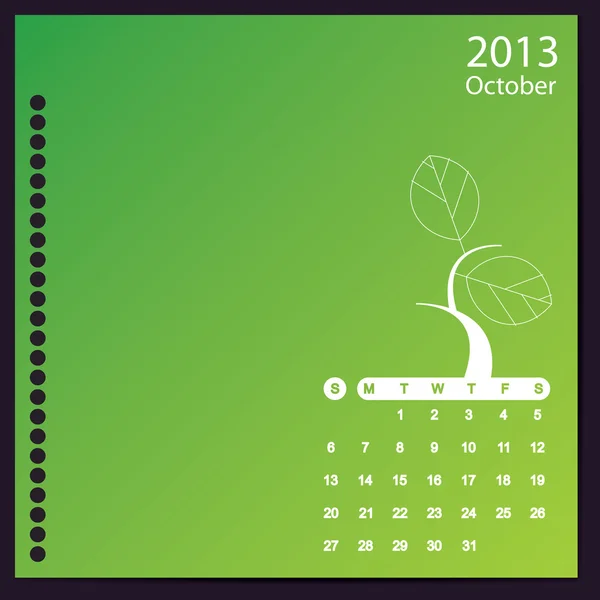 Calendar 2013 with floral elements — Stock Vector