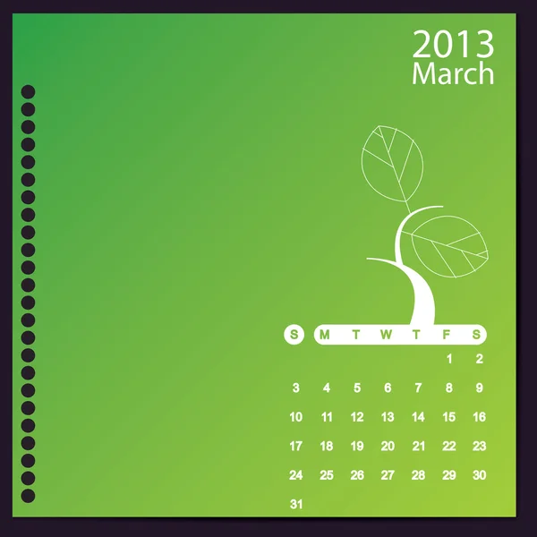 Календарь 2013 с цветочными элементами — стоковый вектор