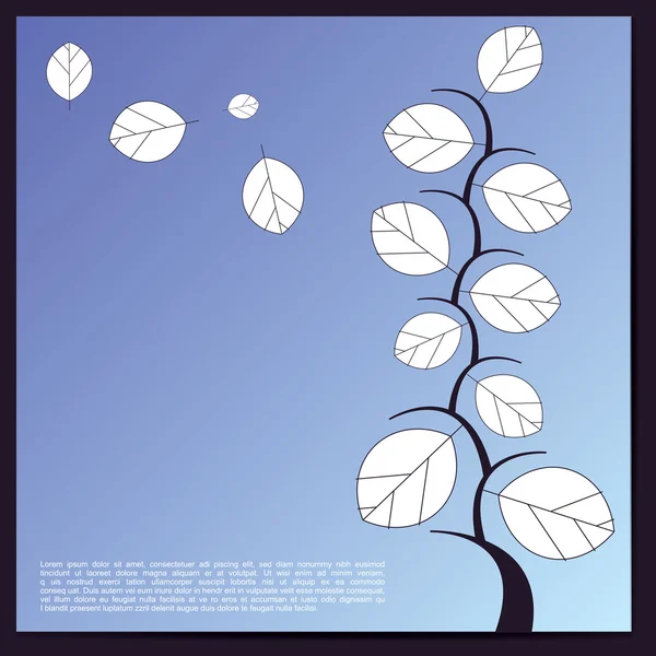 Feuilles blanches sur fond bleu — Image vectorielle