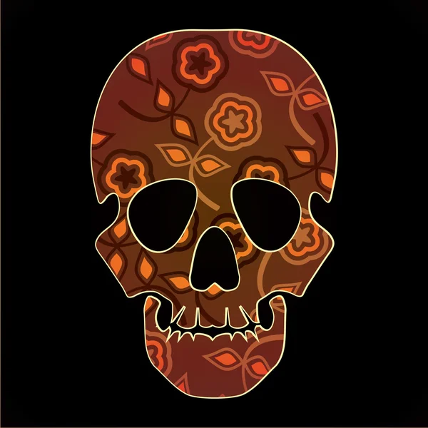 Calavera en flores — Vector de stock