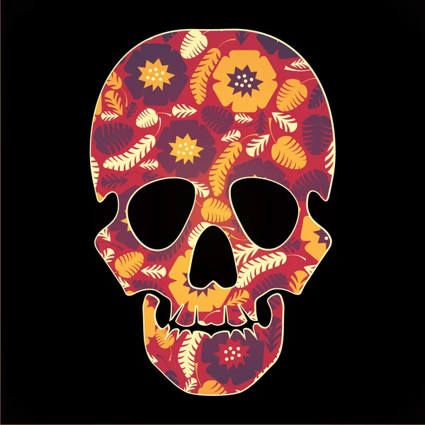 Calavera en flores — Vector de stock