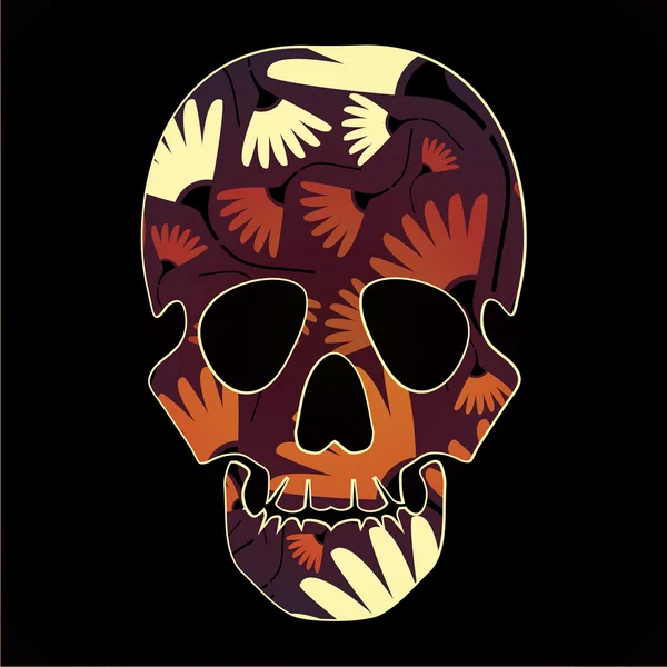 Calavera en flores — Vector de stock