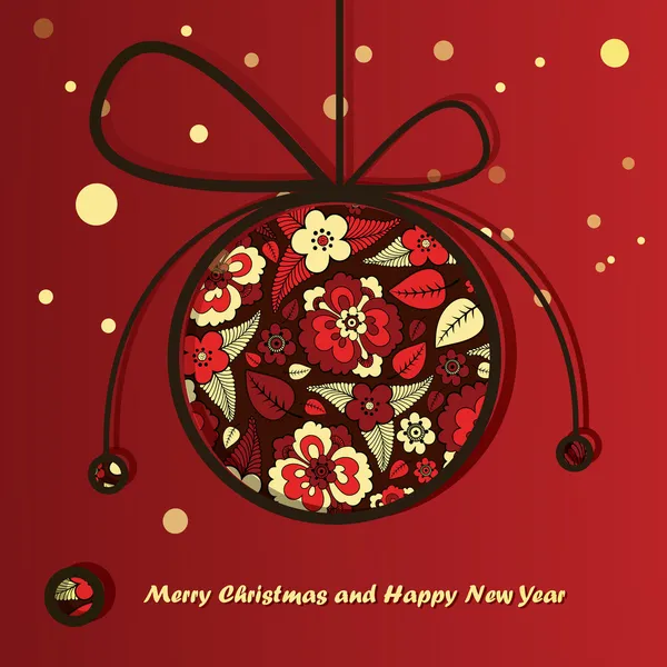 Νέο έτος κάρτα με το Χριστουγεννιάτικο παιχνίδι — Διανυσματικό Αρχείο