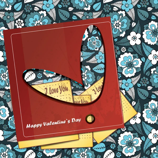 Tarjeta de San Valentín con fondo rojo — Archivo Imágenes Vectoriales