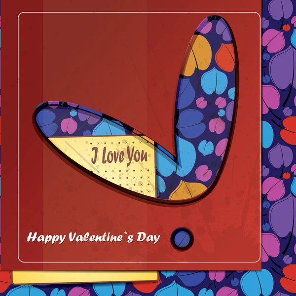 Valentines Day card with red background — Stock Vector