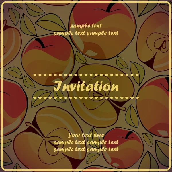 Carte d'invitation avec pomme — Image vectorielle