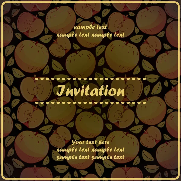 Carte d'invitation avec pomme — Image vectorielle