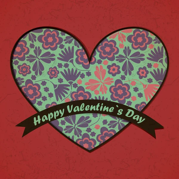 Valentines Day card with red background — Stock Vector