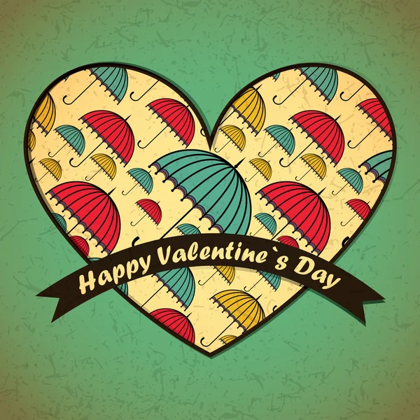 Valentines Day card with umbrella background — Stock Vector