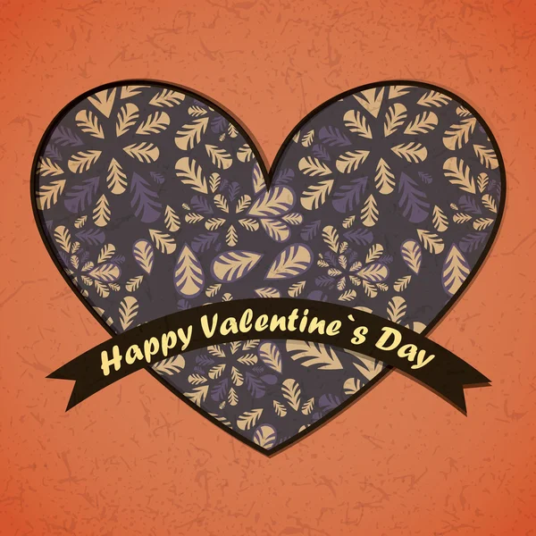 Carte Saint-Valentin avec fleurs et feuilles de fond — Image vectorielle