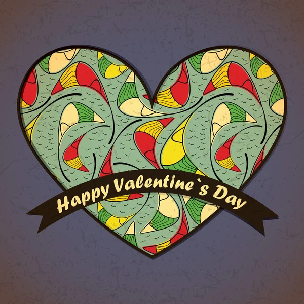 Открытка ко Дню Святого Валентина с цветами и листочками — стоковый вектор