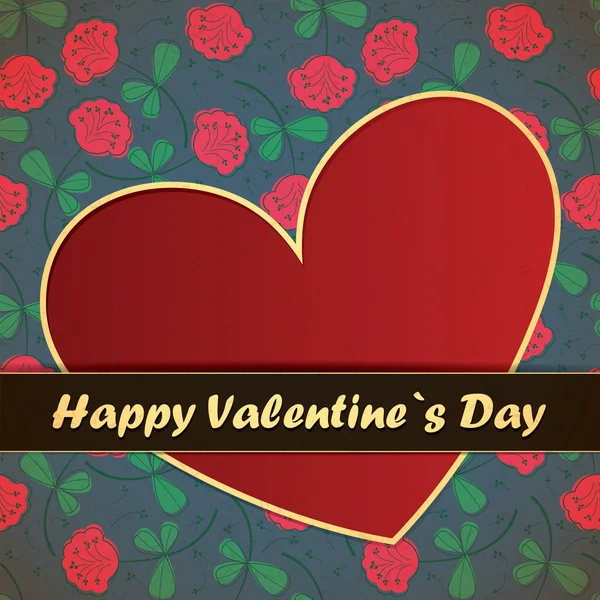 Valentinstag Karte mit Blumen und Blättern Hintergrund — Stockvektor