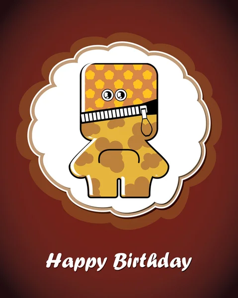 Grattis på födelsedagen-kort med söta tecknade monster, vektor — Stock vektor