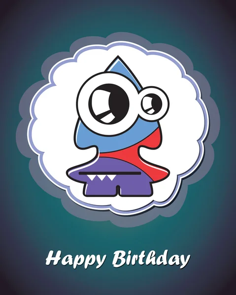 Happy Birthday-Karte mit niedlichen Cartoon-Monster, Vektor — Stockvektor