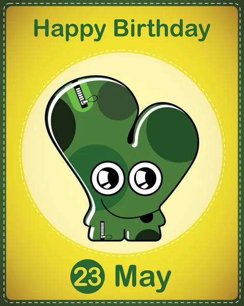 Happy Birthday-Karte mit niedlichen Cartoon-Monster, Vektor — Stockvektor