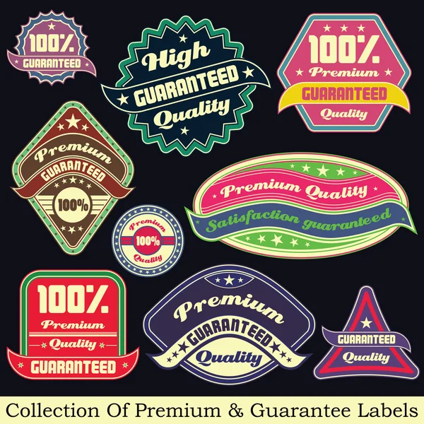 Premium quality and guarantee label collection — Stok Vektör