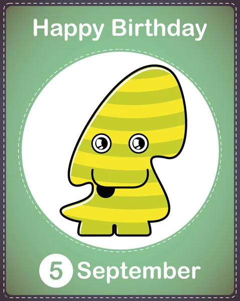 Gelukkige verjaardag kaart met leuke cartoon monster — Stockvector