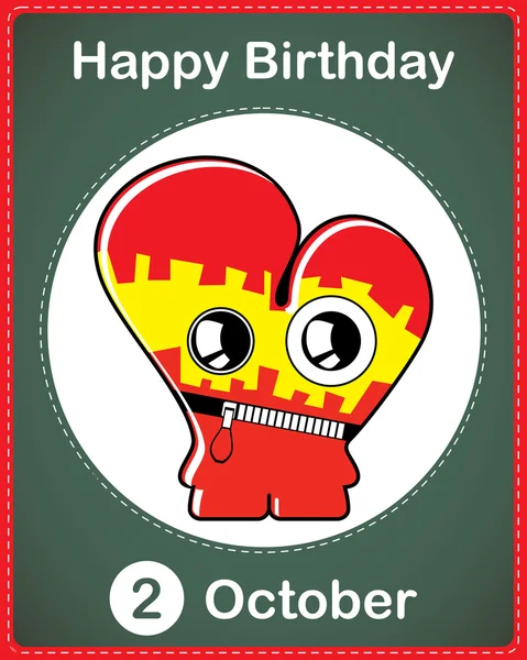 Gelukkige verjaardag kaart met leuke cartoon monster — Stockvector