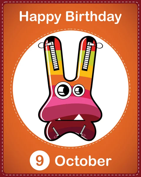 Glückwunschkarte zum Geburtstag mit niedlichem Cartoon-Monster — Stockvektor