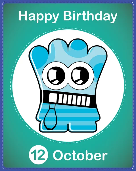 有可爱卡通怪兽的生日快乐卡片 — 图库矢量图片