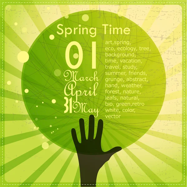 Hand on spring background — Stock Vector