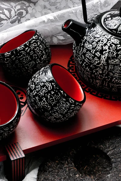 Tea cups and teapot — Stock Photo, Image